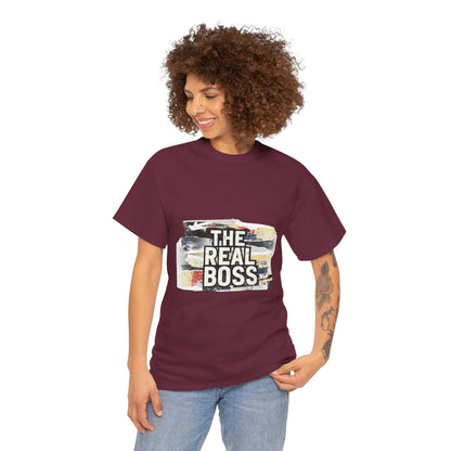 The Real Boss" Funny Graphic Tee — Bold Statement Shirt for Moms Dads