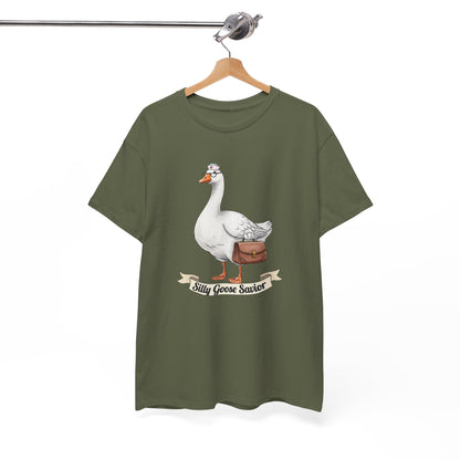 Goose Savior T-Shirt — Vintage Illustrated Goose Tee Whimsical Animal Gift
