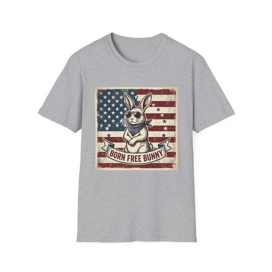Born Free Bunny T-Shirt — Vintage American Flag Patriotic Easter Tee