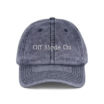 Vintage Embroidered Cap - "Off Mode On" Distressed Dad Hat