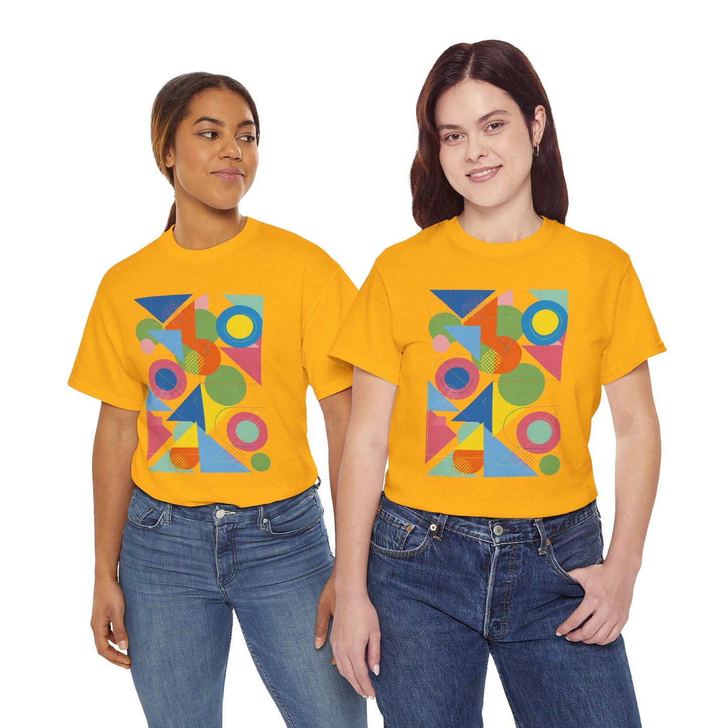 Geometric Color Block Tee — Abstract Shapes Graphic T-Shirt Retro Art