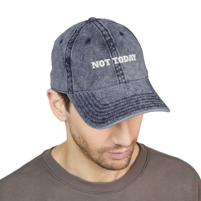 Not Today Embroidered Vintage Cap — Distressed Red Dad Hat Funny Slogan