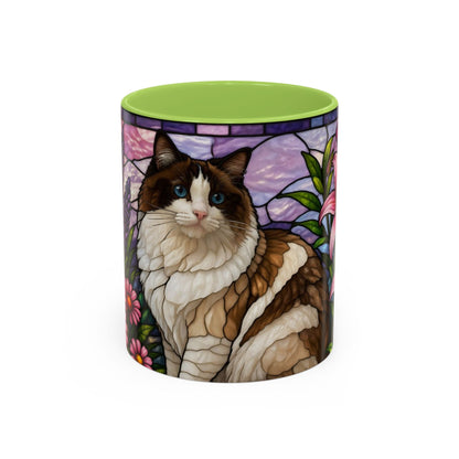 Ragdoll Cat Stained Glass Accent Coffee Mug (11/15oz)