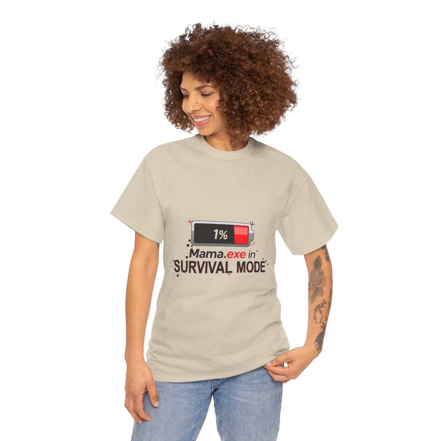 Mama.exe in Survival Mode T-Shirt — Low Battery Funny Mom Tee
