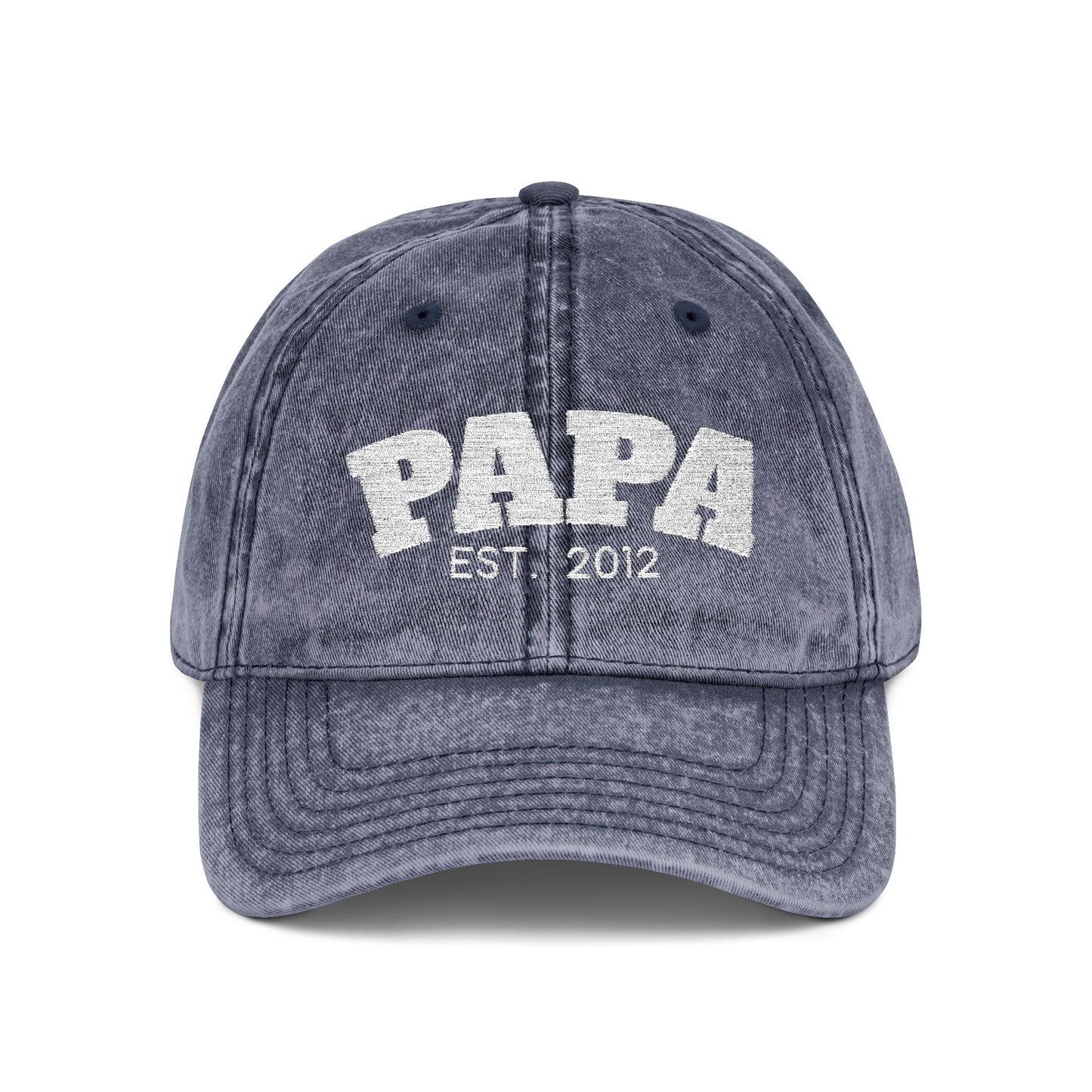 Papa Est. 2012 Vintage Embroidered Baseball Cap | Retro Distressed Dad Hat Gift