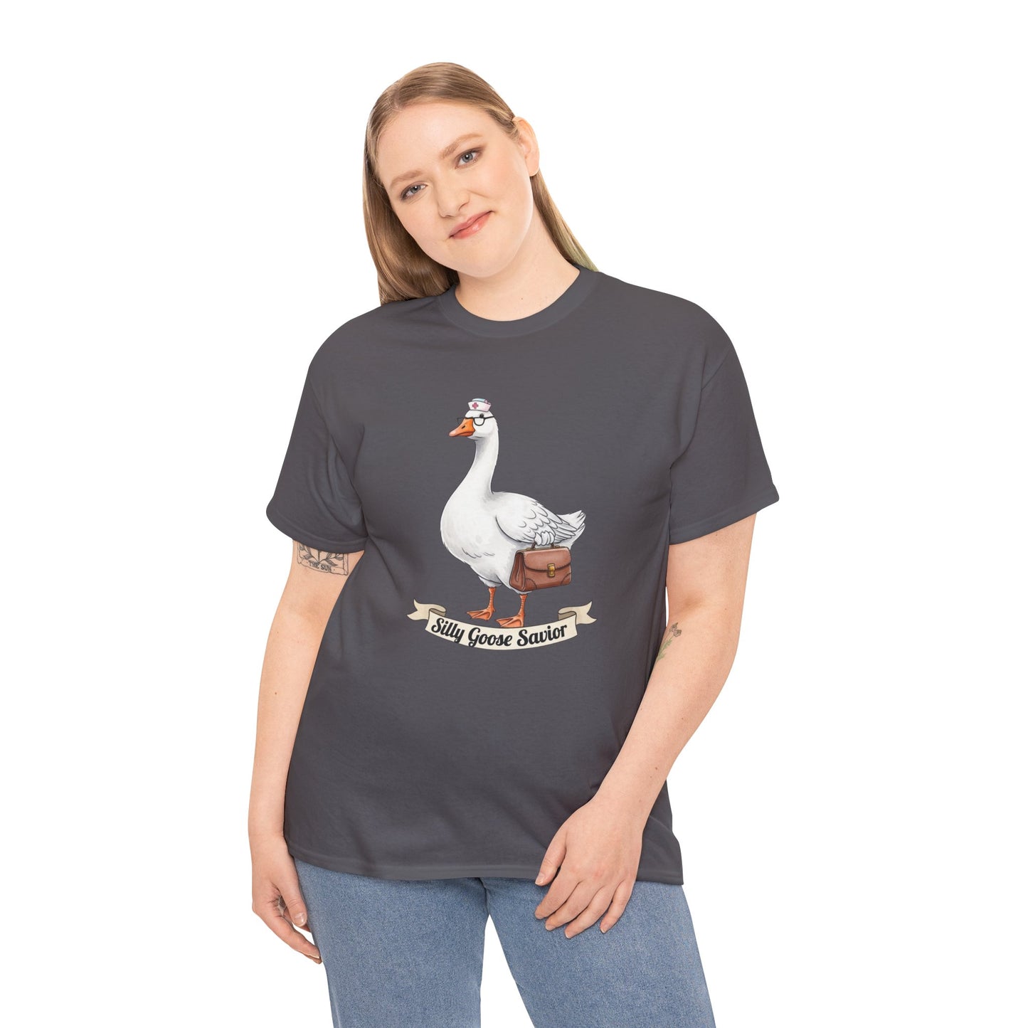 Goose Savior T-Shirt — Vintage Illustrated Goose Tee Whimsical Animal Gift