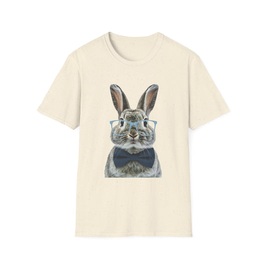 Rabbit with Glasses T-Shirt — Cute Bunny Bow Tie Graphic Tee