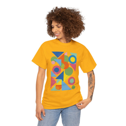 Geometric Color Block Tee — Abstract Shapes Graphic T-Shirt Retro Art