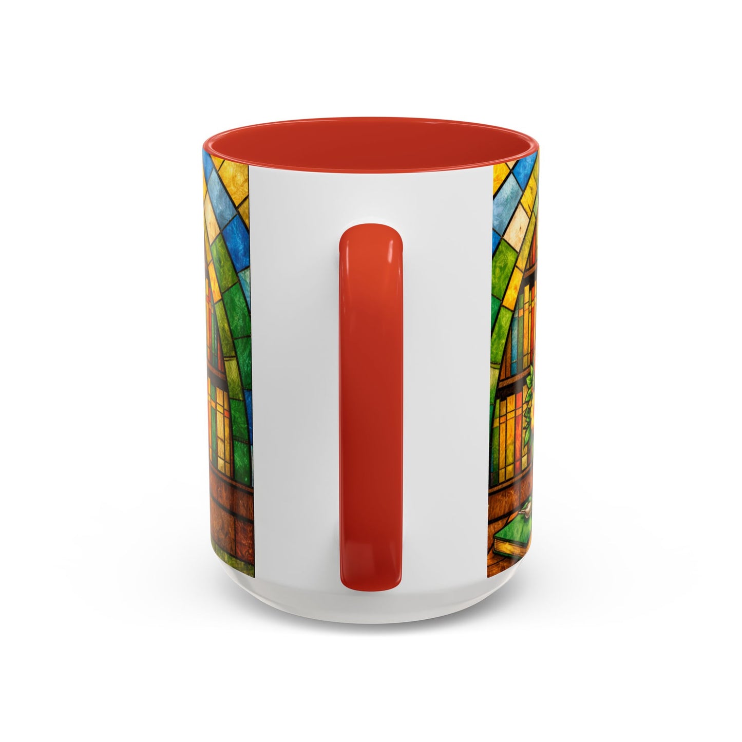 Booklover Coffee Mug – Stained Glass Library Accent Ceramic Mug