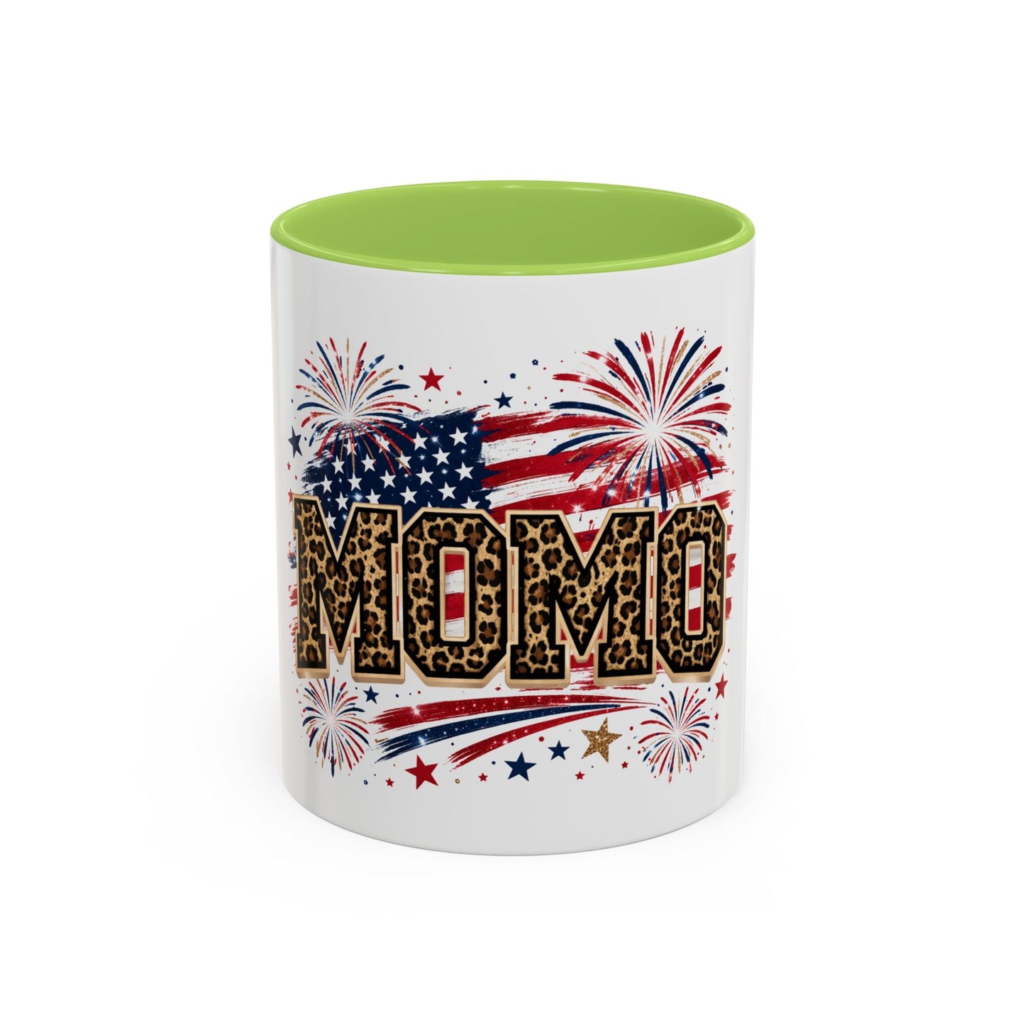 Leopard Print Patriotic Accent Coffee Mug — Fourth of July Gift for Mom (11/15oz)