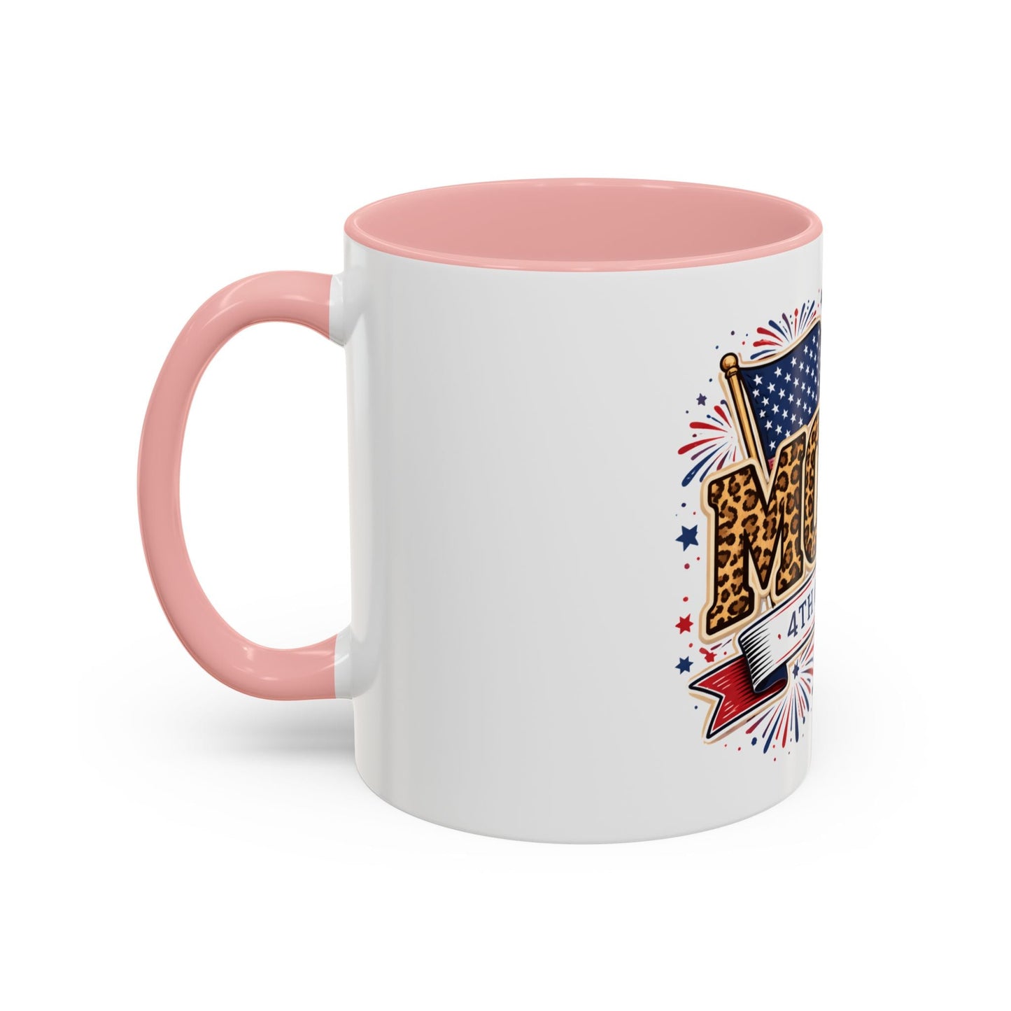 Mom 4th of July Leopard Accent Coffee Mug — Patriotic Gift (11/15oz)