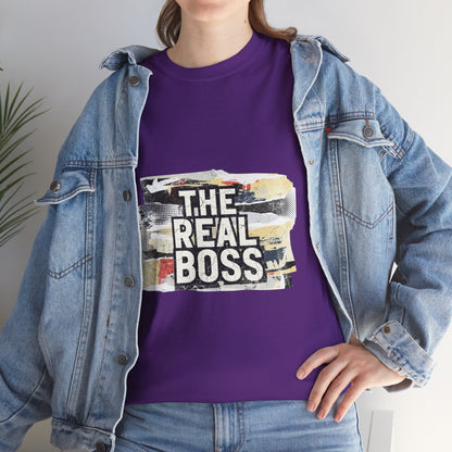 The Real Boss" Funny Graphic Tee — Bold Statement Shirt for Moms Dads