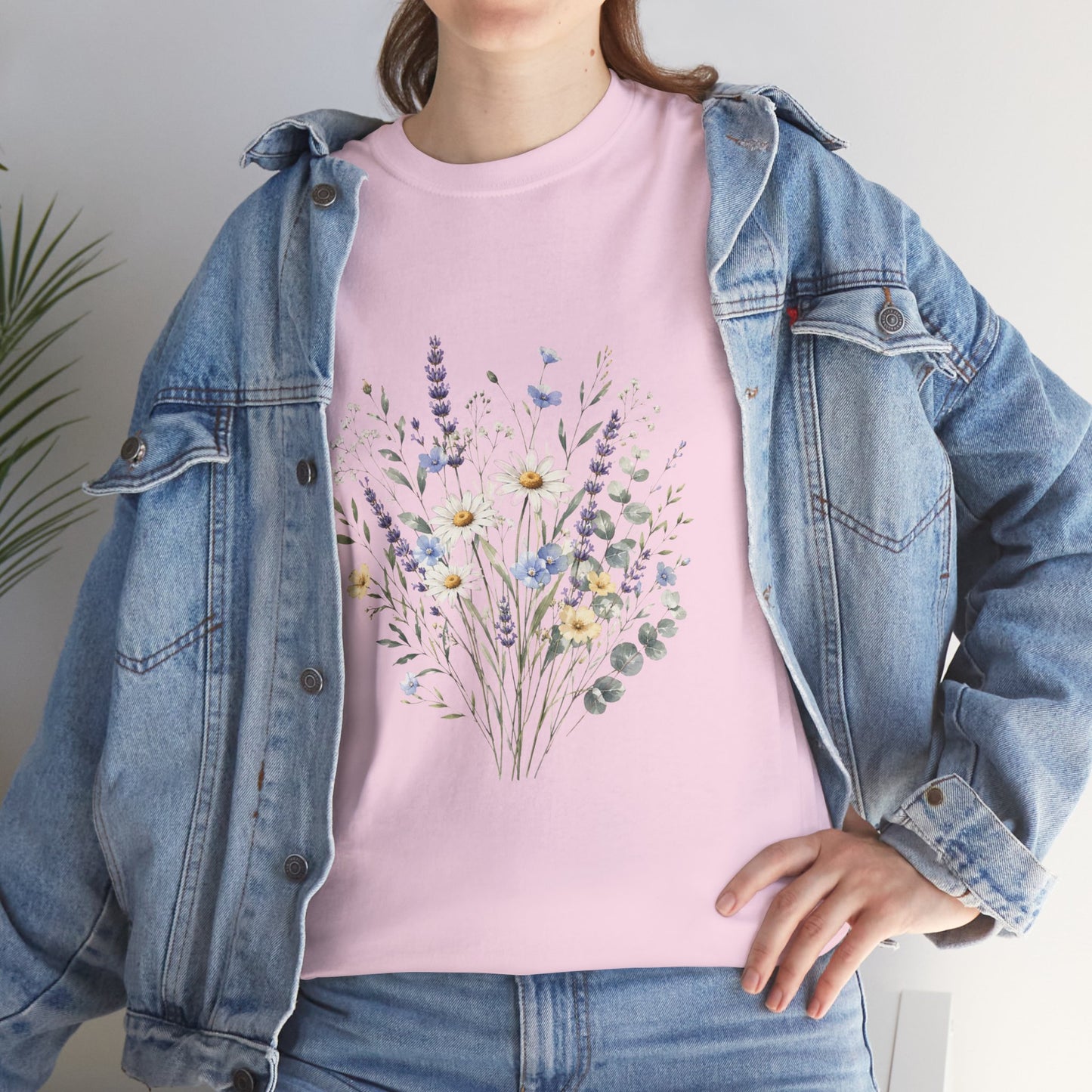 Wildflower Bouquet Tee Women | Lavender Daisy Botanical Floral Shirt