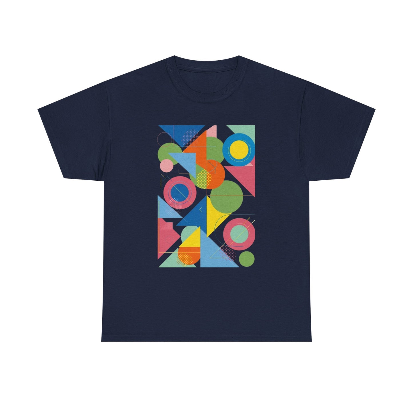 Geometric Color Block Tee — Abstract Shapes Graphic T-Shirt Retro Art
