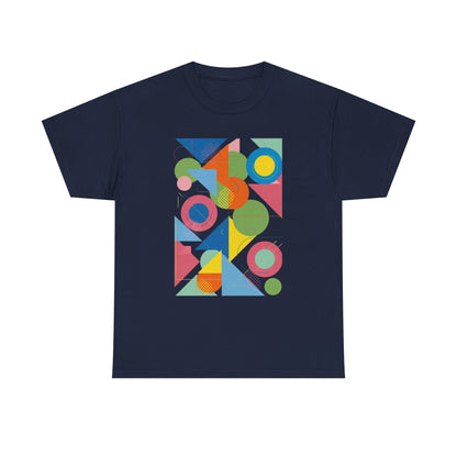 Geometric Color Block Tee — Abstract Shapes Graphic T-Shirt Retro Art