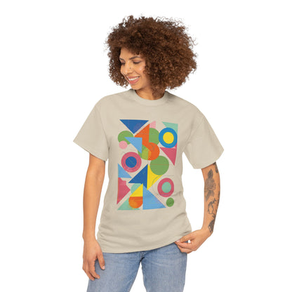 Geometric Color Block Tee — Abstract Shapes Graphic T-Shirt Retro Art
