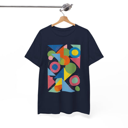 Geometric Color Block Tee — Abstract Shapes Graphic T-Shirt Retro Art