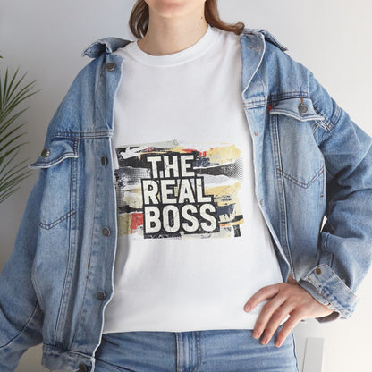 The Real Boss" Funny Graphic Tee — Bold Statement Shirt for Moms Dads