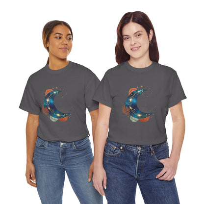 Celestial Moon Graphic Tee — Starry Crescent Night Shirt Boho Gift for Her