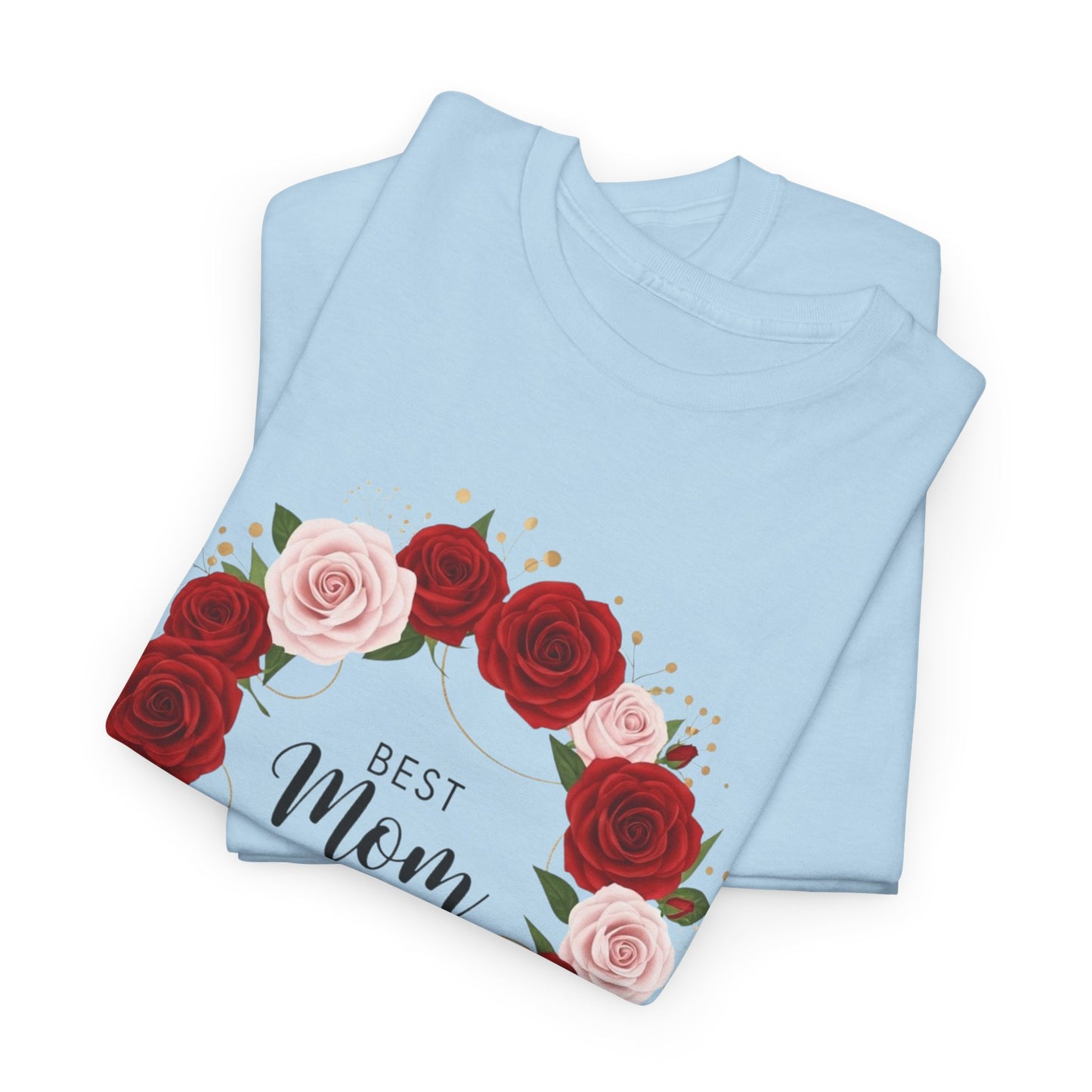 Mom Floral Wreath T-Shirt Best Mom Ever Mother's Day Gift Women Cotton Tee