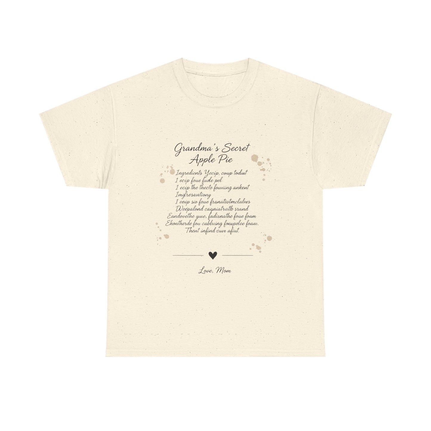 Recipe Tee — "Grandma's Secret Apple Pie" Personalized Kitchen Shirt
