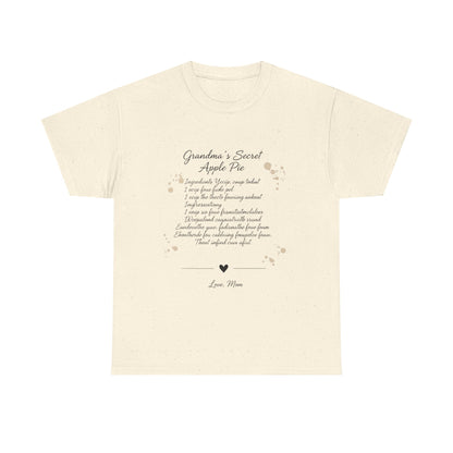 Recipe Tee — "Grandma's Secret Apple Pie" Personalized Kitchen Shirt