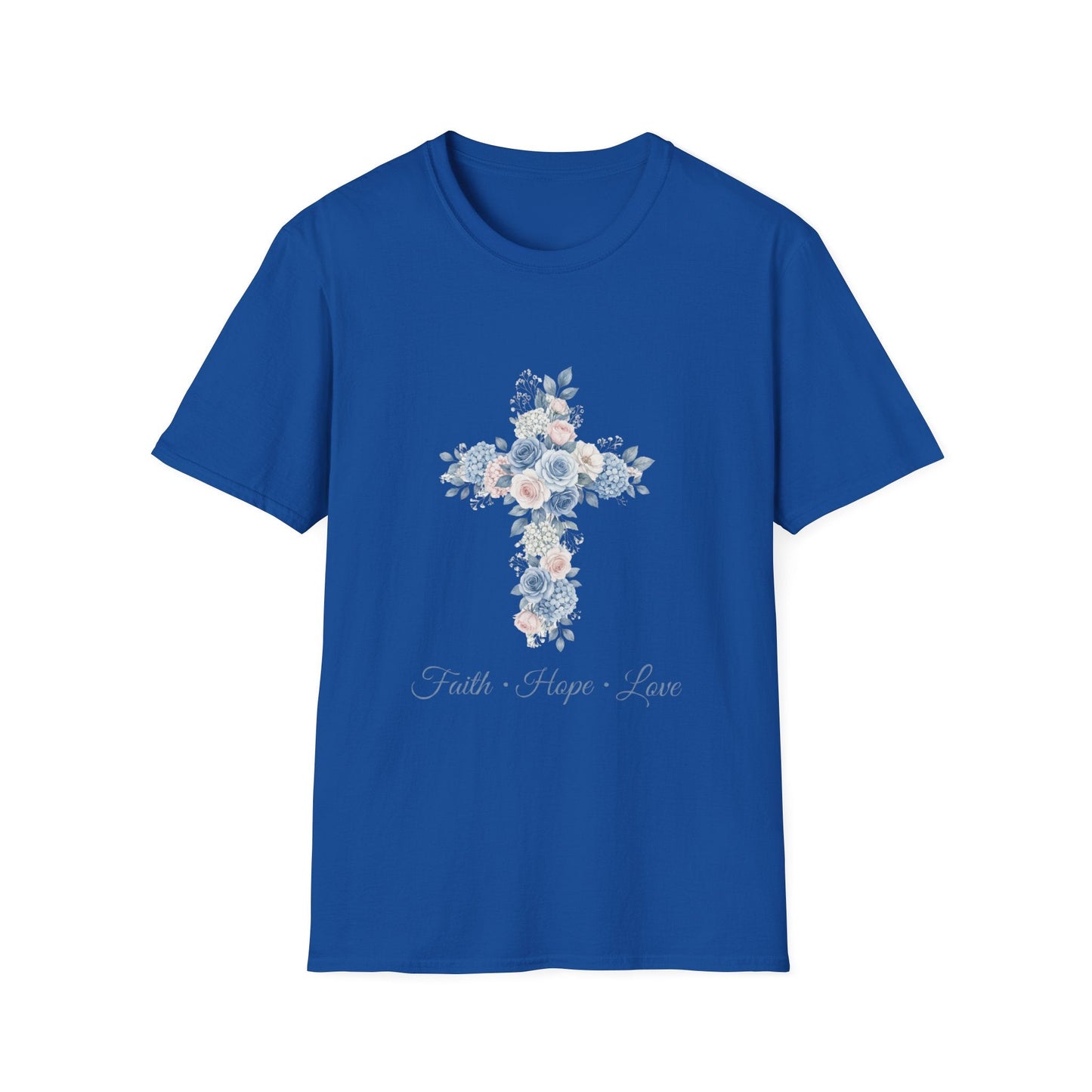 Floral Cross T-Shirt — "Faith • Hope • Love" Christian Graphic Tee