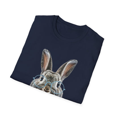 Bunny in Glasses T-Shirt — Cute Rabbit with Blue Bow Tee