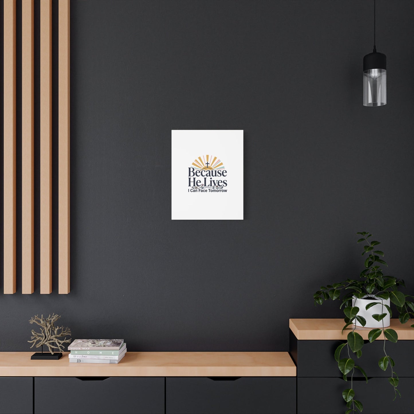 Because He Lives Canvas, Christian Easter Wall Art | Resurrection Scripture Decor