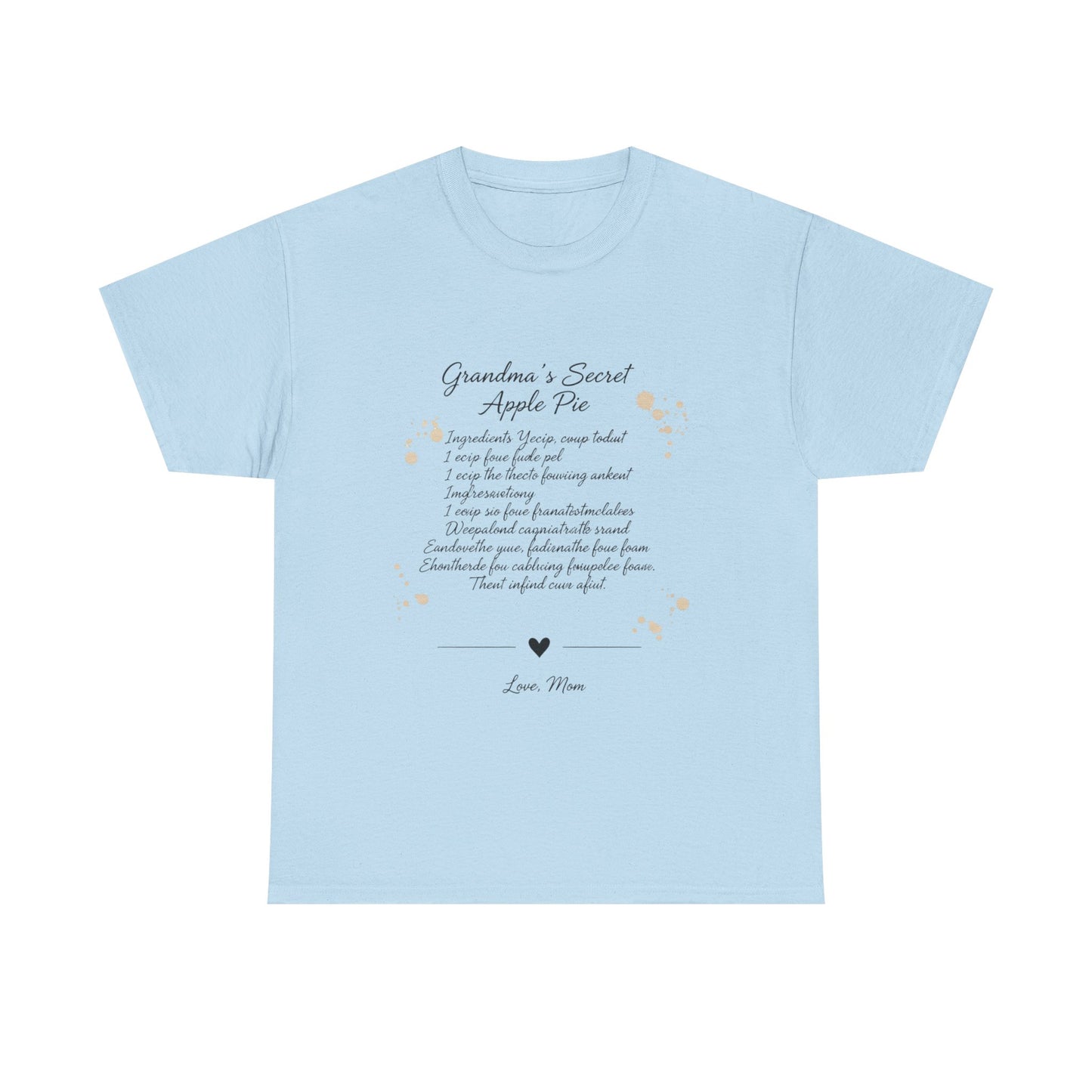 Recipe Tee — "Grandma's Secret Apple Pie" Personalized Kitchen Shirt