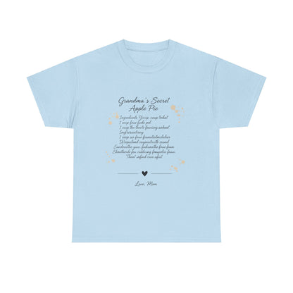 Recipe Tee — "Grandma's Secret Apple Pie" Personalized Kitchen Shirt