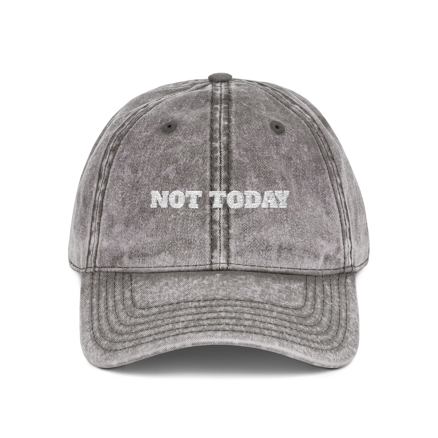 Not Today Embroidered Vintage Cap — Distressed Red Dad Hat Funny Slogan