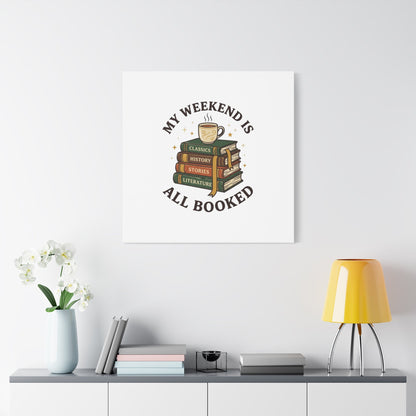 All Booked Stack of Books Canvas | Book Lover, Cozy Reader Decor