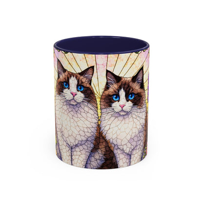 Ragdoll Cats Floral Accent Coffee Mug – Blue-Eyed Cat Art, 11/15oz