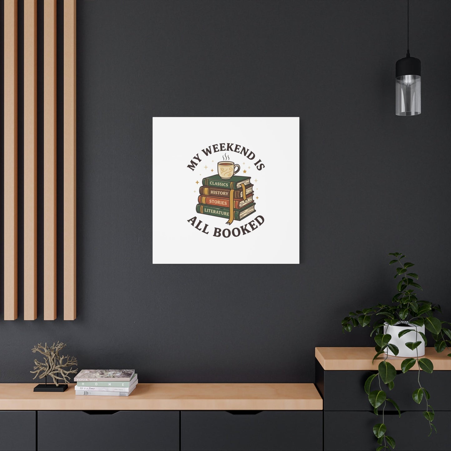 All Booked Stack of Books Canvas | Book Lover, Cozy Reader Decor