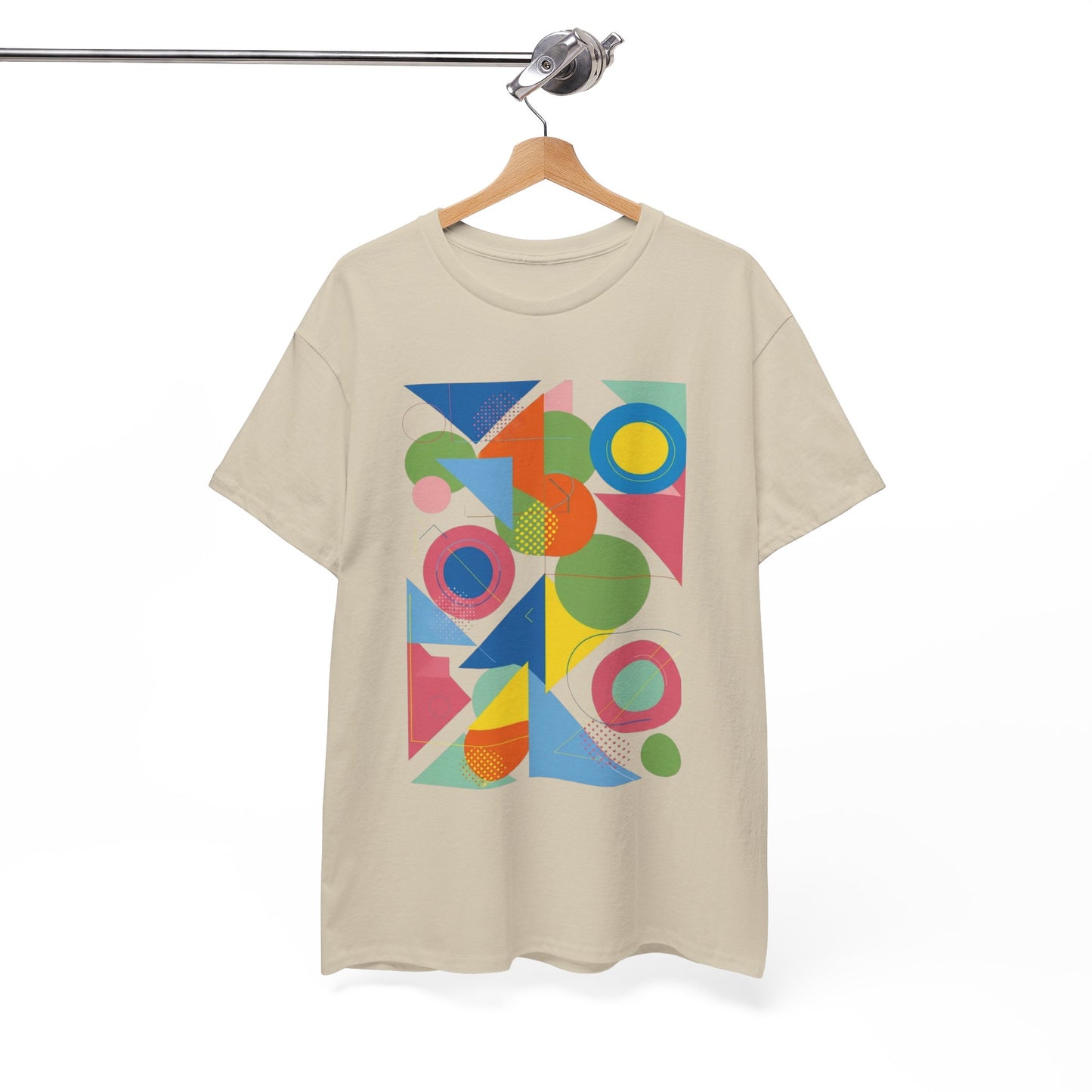 Geometric Color Block Tee — Abstract Shapes Graphic T-Shirt Retro Art