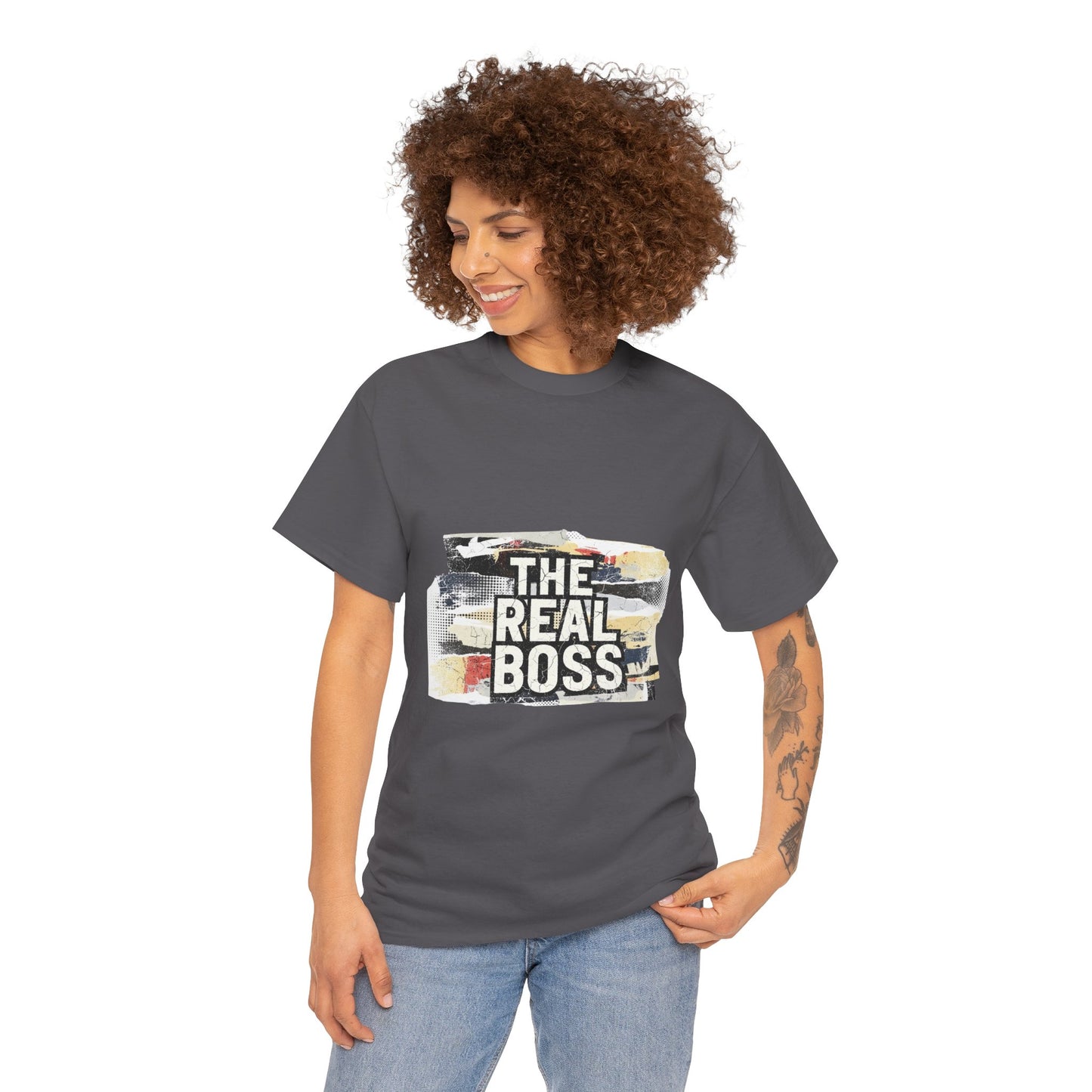 The Real Boss" Funny Graphic Tee — Bold Statement Shirt for Moms Dads