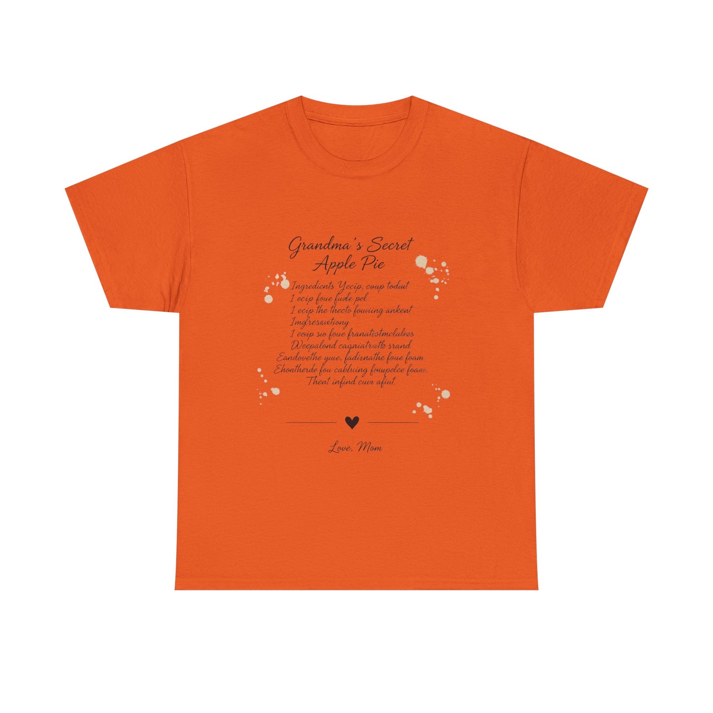 Recipe Tee — "Grandma's Secret Apple Pie" Personalized Kitchen Shirt