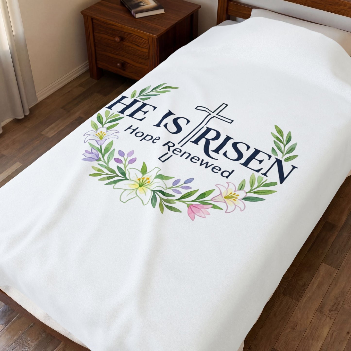 He Is Risen Velveteen Blanket | Christian Easter, Resurrection Scripture