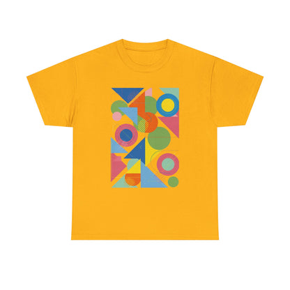 Geometric Color Block Tee — Abstract Shapes Graphic T-Shirt Retro Art