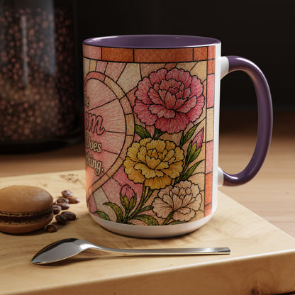 Mother's Day Mug 15oz Mom Who Does Everything Floral Stained Glass Gift for Her