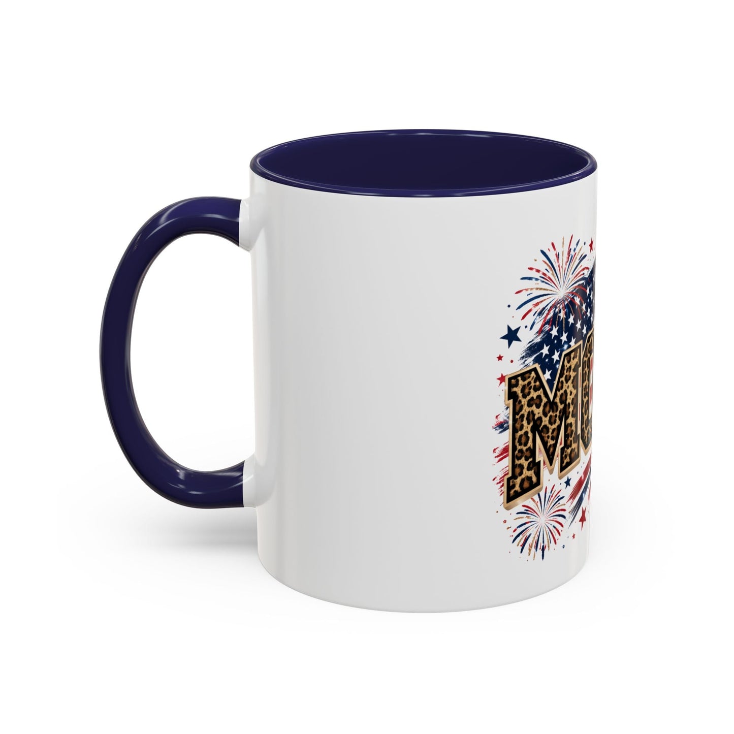 Leopard Print Patriotic Accent Coffee Mug — Fourth of July Gift for Mom (11/15oz)