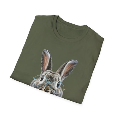 Bunny in Glasses T-Shirt — Cute Rabbit with Blue Bow Tee