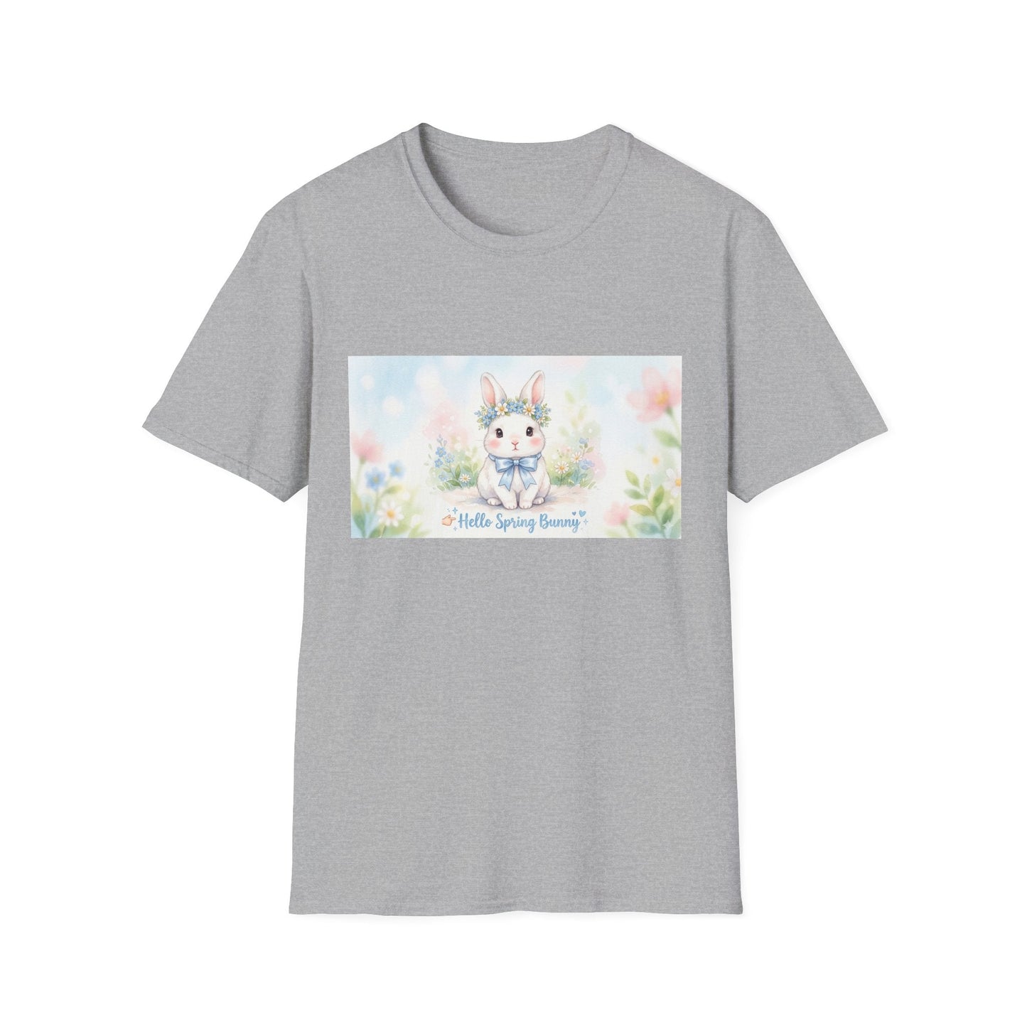 Spring Bunny T-Shirt — "Hello Spring Bunny" Cute Pastel Floral Tee