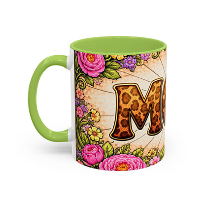 Mom Leopard Print Floral Coffee Mug — Mother's Day Gift (11 oz)