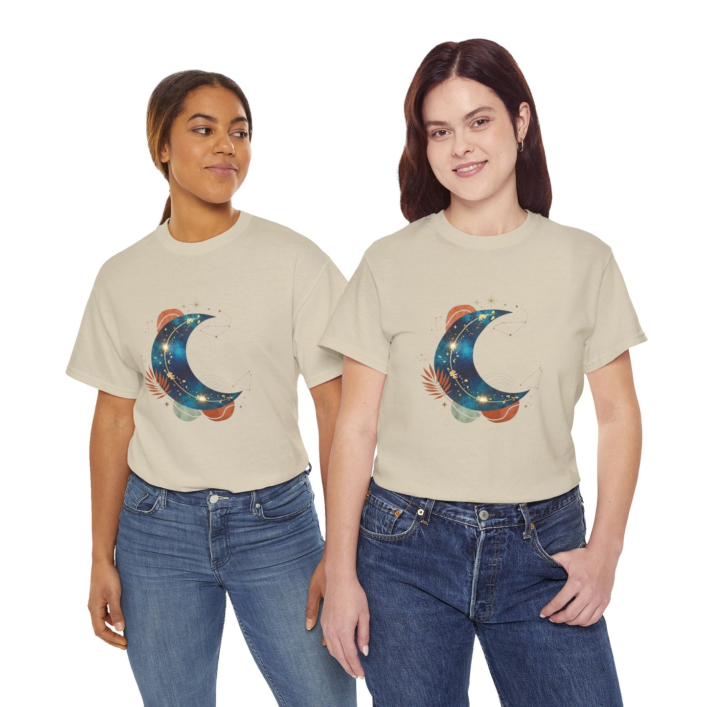 Celestial Moon Graphic Tee — Starry Crescent Night Shirt Boho Gift for Her