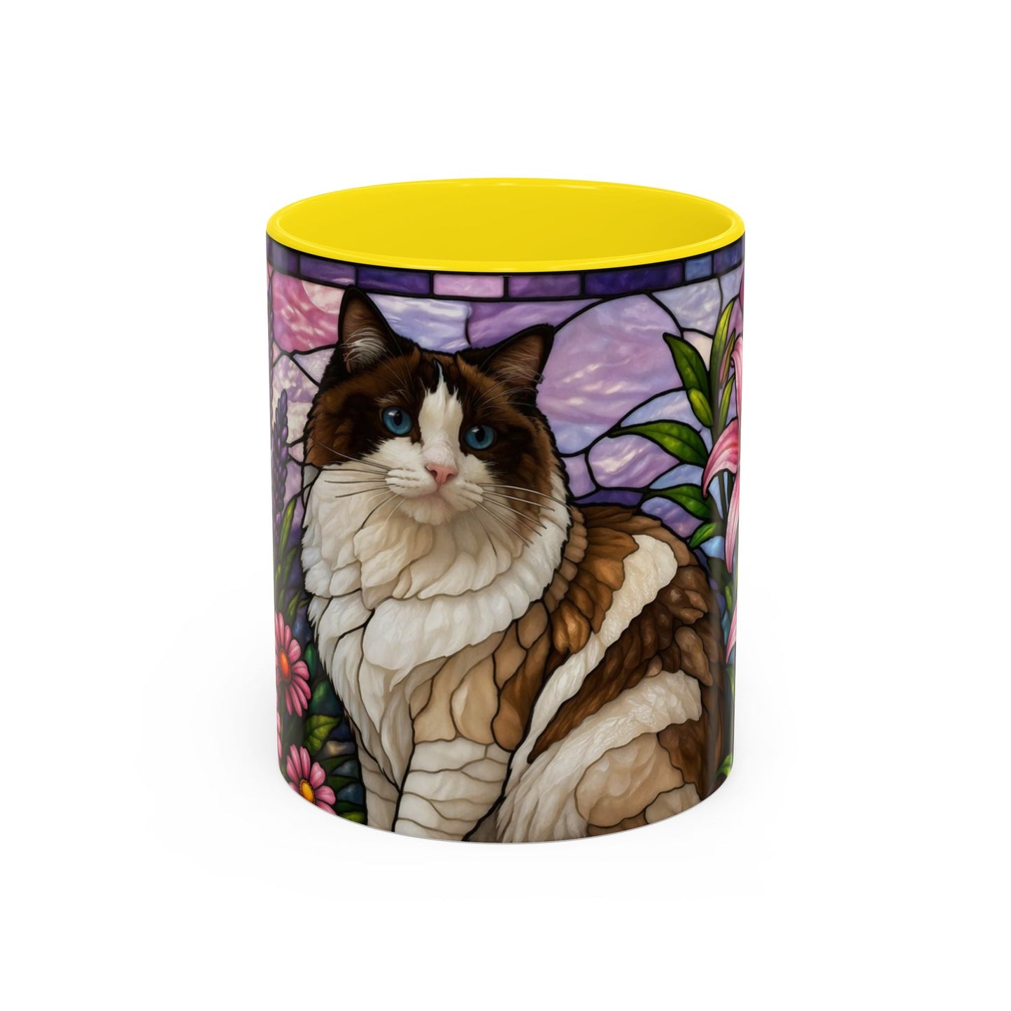 Ragdoll Cat Stained Glass Accent Coffee Mug (11/15oz)
