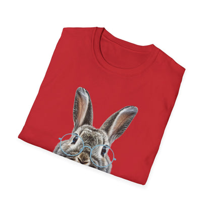 Bunny in Glasses T-Shirt — Cute Rabbit with Blue Bow Tee