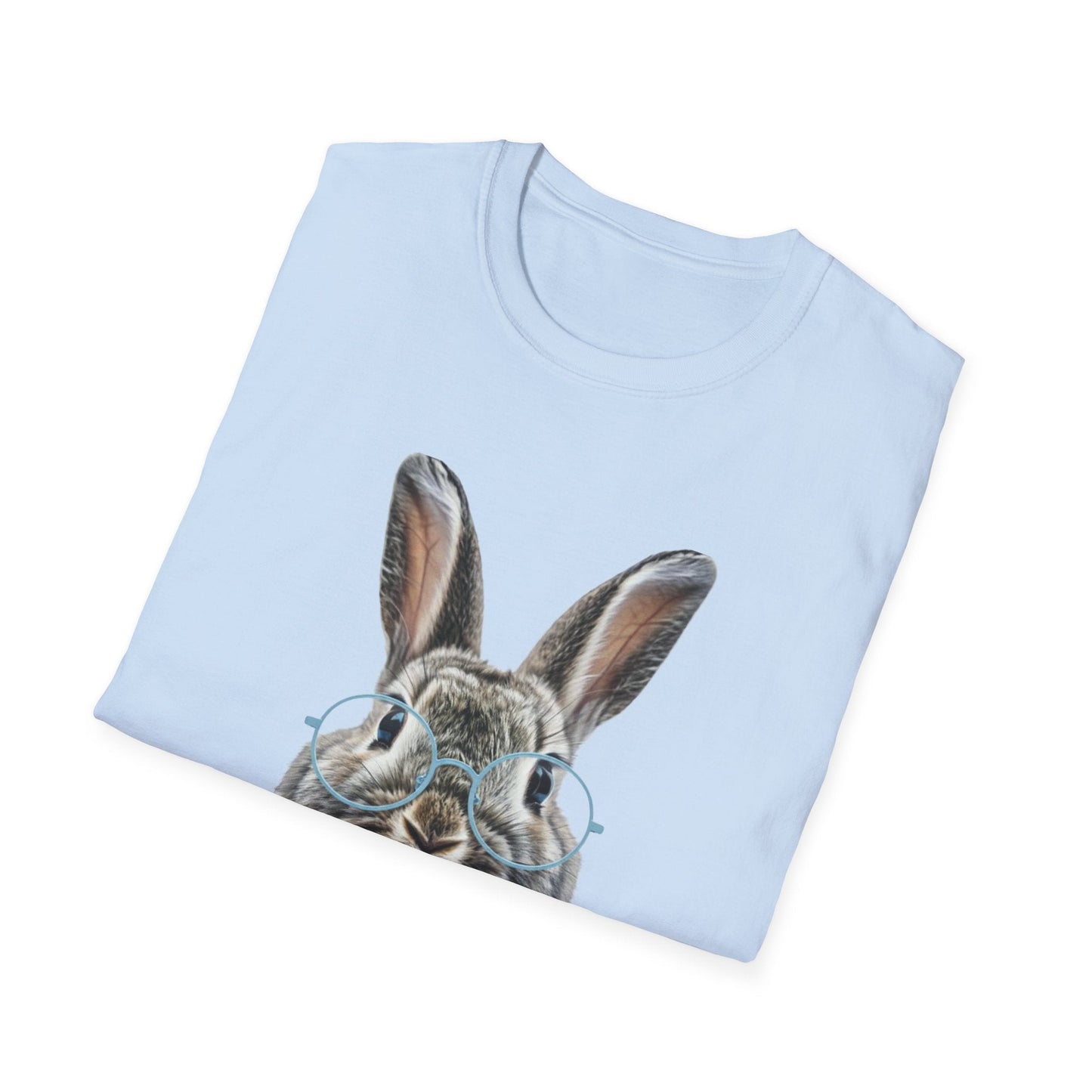 Bunny in Glasses T-Shirt — Cute Rabbit with Blue Bow Tee