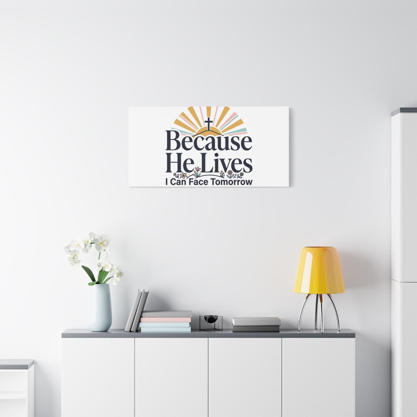 Because He Lives Canvas, Christian Easter Wall Art | Resurrection Scripture Decor